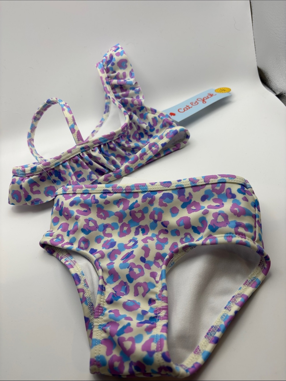 Cat & Jack Purple, Pink & Blue Leopard Print Girls' Bikini Set